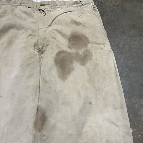 Vintage 50s Tan Sanforized Sail Cloth Cotton Chinos 34x29 - Picture 2 of 5